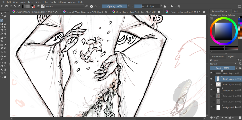 First drafts of organic waste poster.