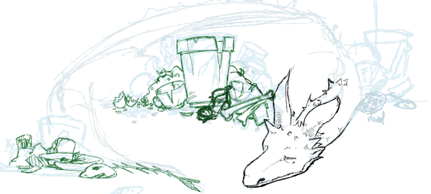 First drafts of mixed waste poster.